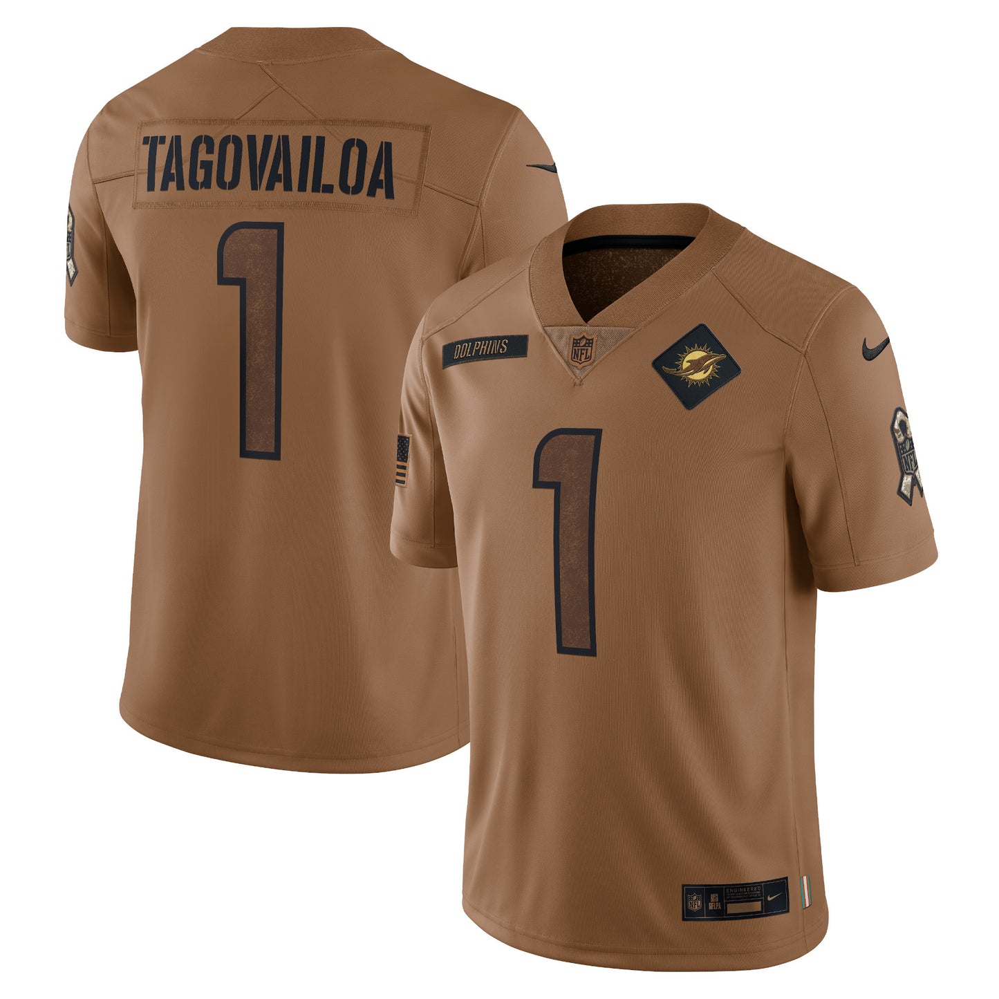Tua Tagovailoa Miami Dolphins Nike 2023 Salute To Service Limited Jersey - Brown