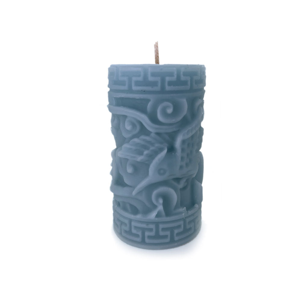Greek Key Pillar Candle - Heather