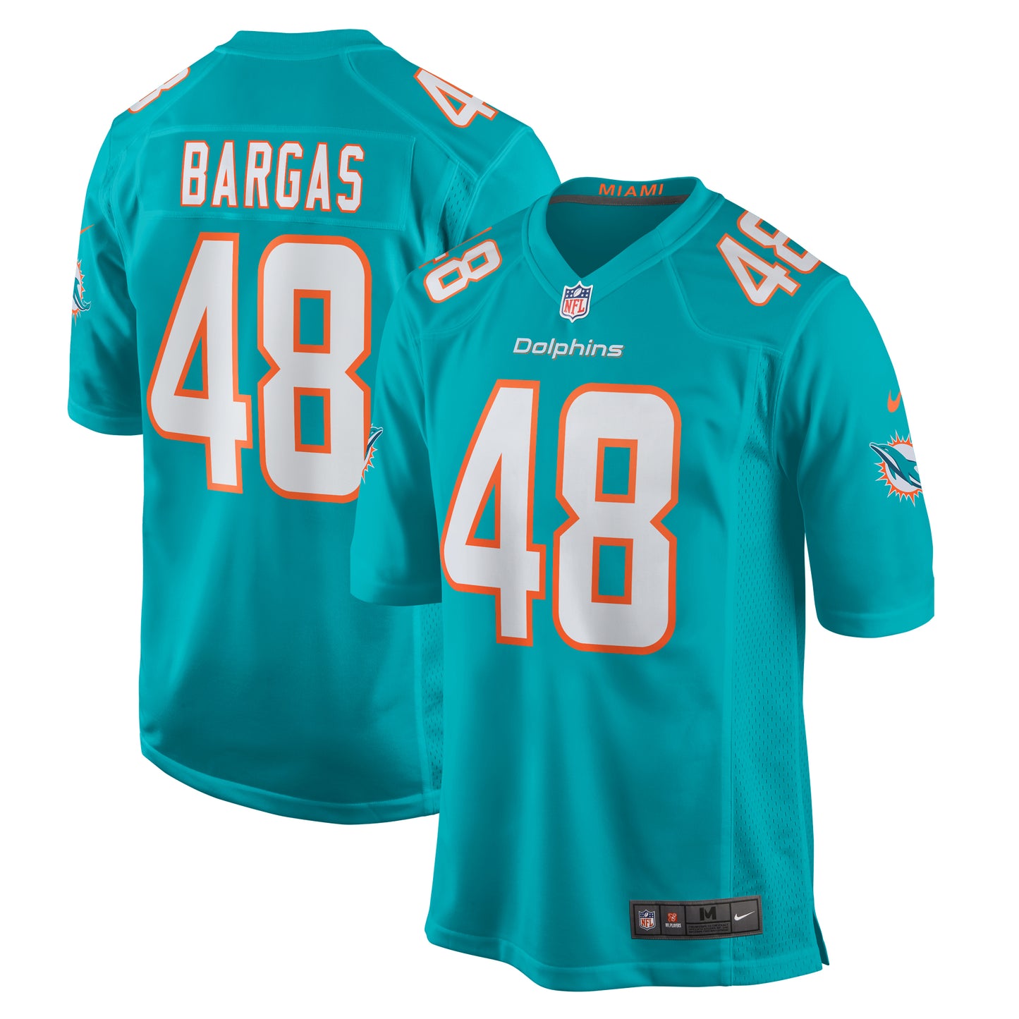Jake Bargas Miami Dolphins Nike Home Game Player Jersey - Aqua