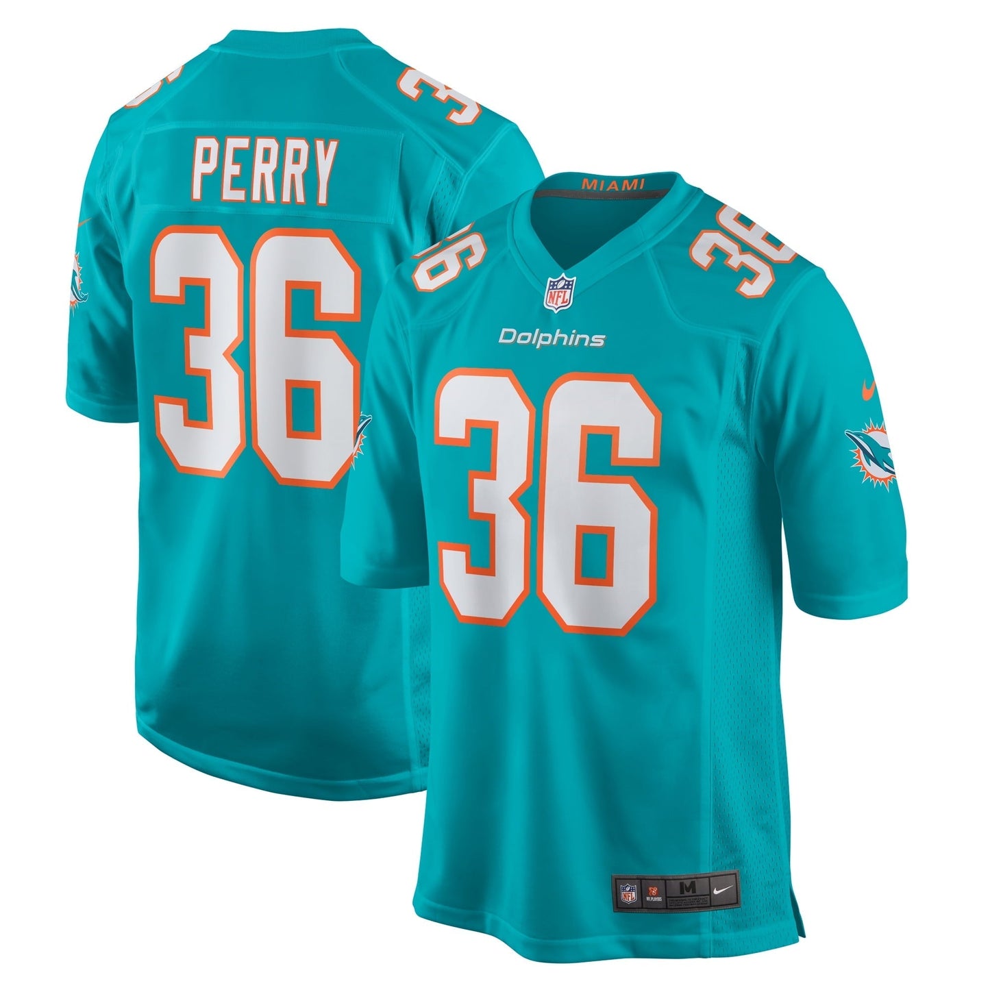 Men's Nike Jamal Perry Aqua Miami Dolphins Home Game Player Jersey